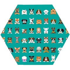 Different-type-vector-cartoon-dog-faces Wooden Puzzle Hexagon by Salman4z