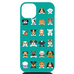 Different-type-vector-cartoon-dog-faces Iphone 14 Plus Black Uv Print Case by Salman4z