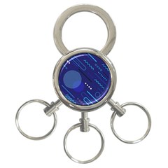 Classic-blue-background-abstract-style 3-ring Key Chain by Salman4z