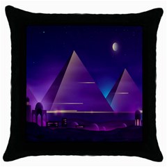 Egyptian-pyramids-night-landscape-cartoon Throw Pillow Case (black) by Salman4z