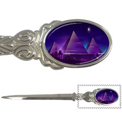 Egyptian-pyramids-night-landscape-cartoon Letter Opener by Salman4z