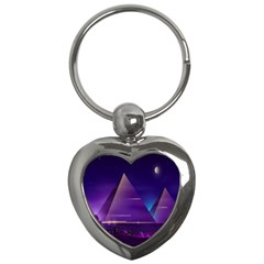 Egyptian-pyramids-night-landscape-cartoon Key Chain (heart) by Salman4z