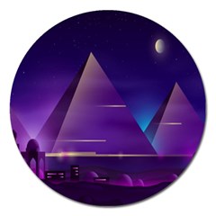 Egyptian-pyramids-night-landscape-cartoon Magnet 5  (round) by Salman4z