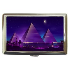 Egyptian-pyramids-night-landscape-cartoon Cigarette Money Case by Salman4z