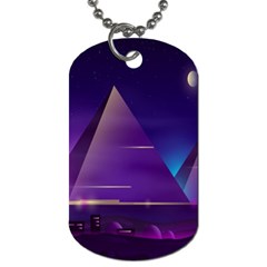 Egyptian-pyramids-night-landscape-cartoon Dog Tag (two Sides) by Salman4z