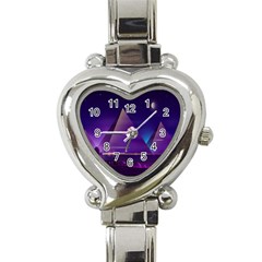 Egyptian-pyramids-night-landscape-cartoon Heart Italian Charm Watch by Salman4z