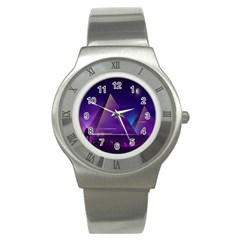 Egyptian-pyramids-night-landscape-cartoon Stainless Steel Watch by Salman4z