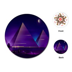 Egyptian-pyramids-night-landscape-cartoon Playing Cards Single Design (round) by Salman4z