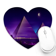 Egyptian-pyramids-night-landscape-cartoon Heart Mousepad by Salman4z