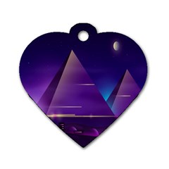 Egyptian-pyramids-night-landscape-cartoon Dog Tag Heart (one Side) by Salman4z