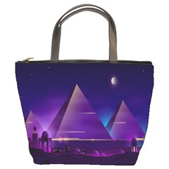 Egyptian-pyramids-night-landscape-cartoon Bucket Bag by Salman4z