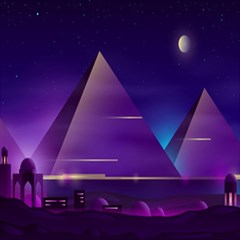 Egyptian-pyramids-night-landscape-cartoon Play Mat (rectangle) by Salman4z