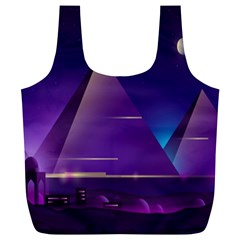 Egyptian-pyramids-night-landscape-cartoon Full Print Recycle Bag (xl) by Salman4z