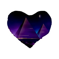 Egyptian-pyramids-night-landscape-cartoon Standard 16  Premium Flano Heart Shape Cushions by Salman4z