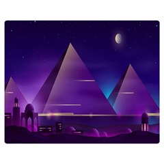 Egyptian-pyramids-night-landscape-cartoon Two Sides Premium Plush Fleece Blanket (medium) by Salman4z