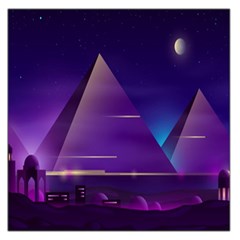 Egyptian-pyramids-night-landscape-cartoon Square Satin Scarf (36  X 36 ) by Salman4z