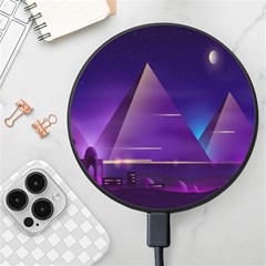 Egyptian-pyramids-night-landscape-cartoon Wireless Fast Charger(black) by Salman4z