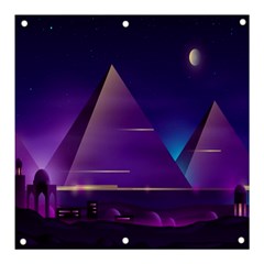 Egyptian-pyramids-night-landscape-cartoon Banner And Sign 3  X 3  by Salman4z