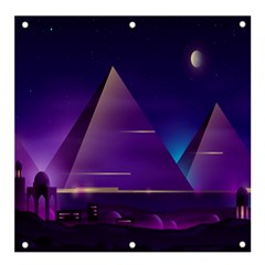 Egyptian-pyramids-night-landscape-cartoon Banner And Sign 4  X 4  by Salman4z