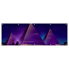 Egyptian-pyramids-night-landscape-cartoon Banner And Sign 12  X 4  by Salman4z