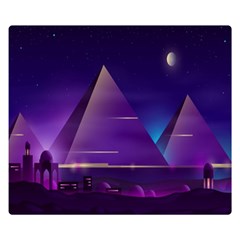 Egyptian-pyramids-night-landscape-cartoon Premium Plush Fleece Blanket (small) by Salman4z