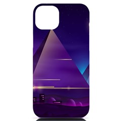 Egyptian-pyramids-night-landscape-cartoon Iphone 14 Plus Black Uv Print Case by Salman4z