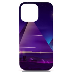 Egyptian-pyramids-night-landscape-cartoon Iphone 14 Pro Max Black Uv Print Case by Salman4z