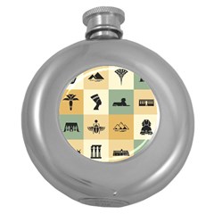 Egyptian-flat-style-icons Round Hip Flask (5 Oz) by Salman4z