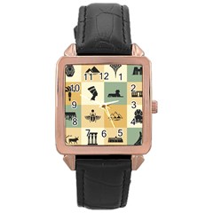 Egyptian-flat-style-icons Rose Gold Leather Watch  by Salman4z