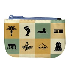 Egyptian-flat-style-icons Large Coin Purse by Salman4z