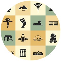 Egyptian-flat-style-icons Wooden Puzzle Round by Salman4z