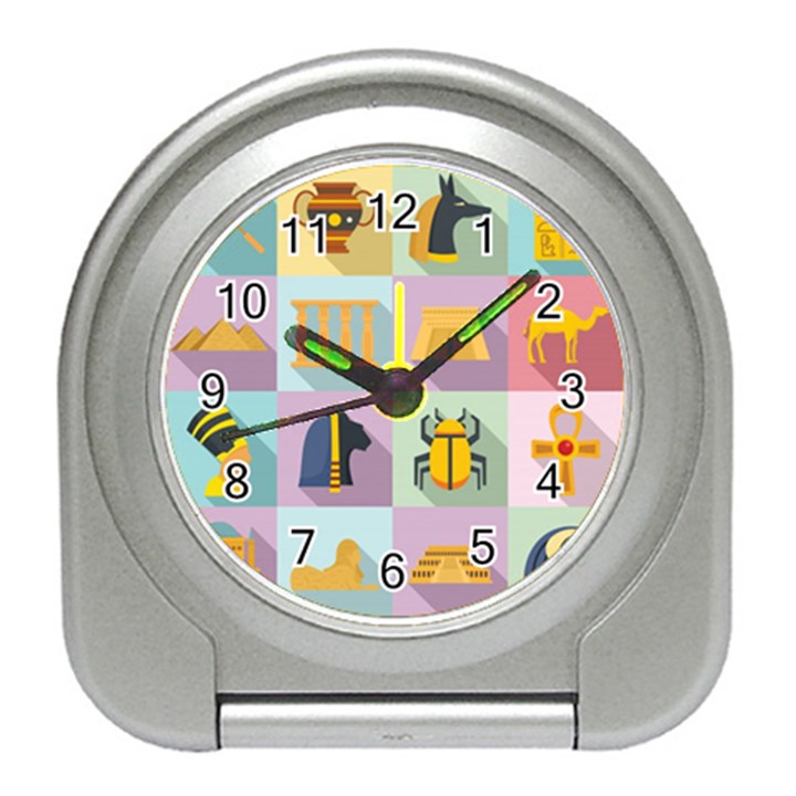 Egypt-icons-set-flat-style Travel Alarm Clock