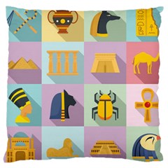 Egypt-icons-set-flat-style Large Cushion Case (two Sides) by Salman4z