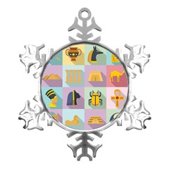 Egypt-icons-set-flat-style Metal Small Snowflake Ornament by Salman4z