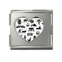 Dark-seamless-pattern-symbols-landmarks-signs-egypt --- Mega Link Heart Italian Charm (18mm) by Salman4z