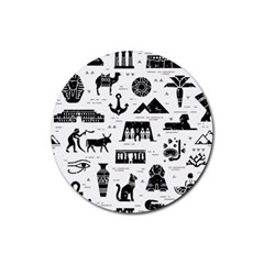 Dark-seamless-pattern-symbols-landmarks-signs-egypt --- Rubber Coaster (round) by Salman4z