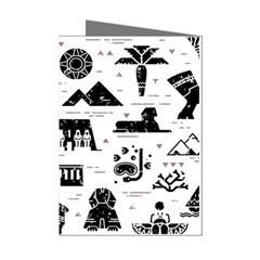 Dark-seamless-pattern-symbols-landmarks-signs-egypt --- Mini Greeting Cards (pkg Of 8) by Salman4z