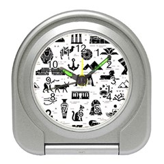 Dark-seamless-pattern-symbols-landmarks-signs-egypt --- Travel Alarm Clock by Salman4z