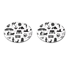 Dark-seamless-pattern-symbols-landmarks-signs-egypt --- Cufflinks (oval) by Salman4z