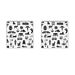 Dark-seamless-pattern-symbols-landmarks-signs-egypt --- Cufflinks (square) by Salman4z