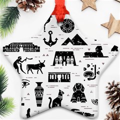 Dark-seamless-pattern-symbols-landmarks-signs-egypt --- Star Ornament (two Sides) by Salman4z