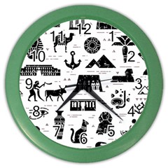 Dark-seamless-pattern-symbols-landmarks-signs-egypt --- Color Wall Clock by Salman4z