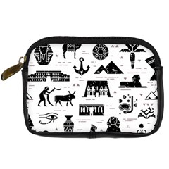 Dark-seamless-pattern-symbols-landmarks-signs-egypt --- Digital Camera Leather Case by Salman4z