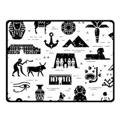 Dark-seamless-pattern-symbols-landmarks-signs-egypt --- Fleece Blanket (small) by Salman4z