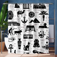 Dark-seamless-pattern-symbols-landmarks-signs-egypt --- Shower Curtain 60  X 72  (medium)  by Salman4z