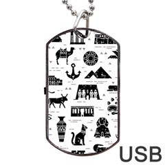 Dark-seamless-pattern-symbols-landmarks-signs-egypt --- Dog Tag Usb Flash (one Side) by Salman4z