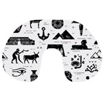 Dark-seamless-pattern-symbols-landmarks-signs-egypt --- Travel Neck Pillow Front