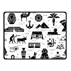 Dark-seamless-pattern-symbols-landmarks-signs-egypt --- Two Sides Fleece Blanket (small) by Salman4z