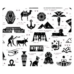 Dark-seamless-pattern-symbols-landmarks-signs-egypt --- Premium Plush Fleece Blanket (small) by Salman4z