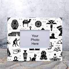 Dark-seamless-pattern-symbols-landmarks-signs-egypt --- White Tabletop Photo Frame 4 x6  by Salman4z